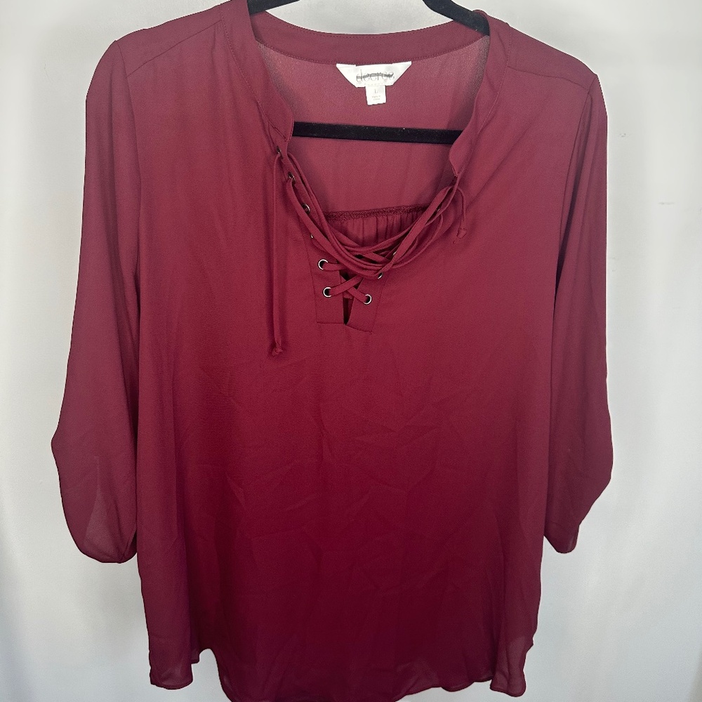 Maroon Dress Blouse Top-Decree-Size Large